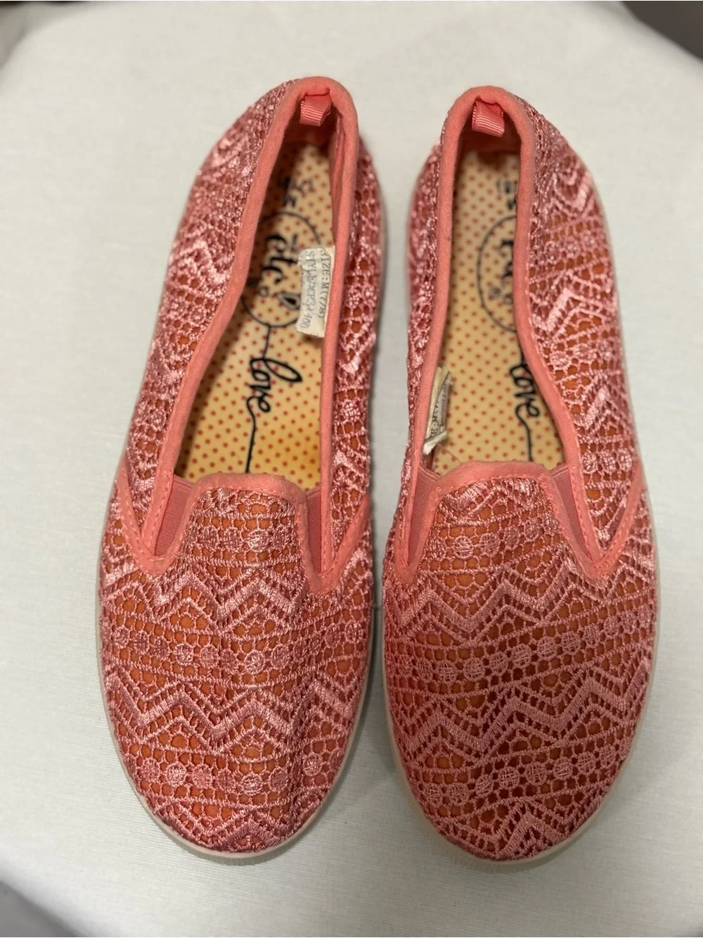 Rue21 Etc. Coral Pink Crochet Slip-On Flats | Women’s M 7/8